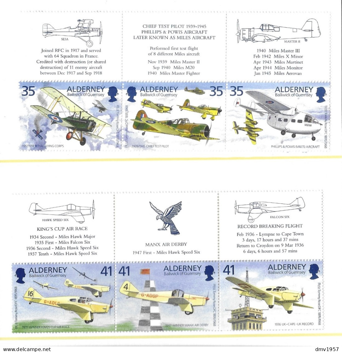 Alderney 1995 MNH Birth Centenary Of Tommy Rose Sg A78/83 - Alderney