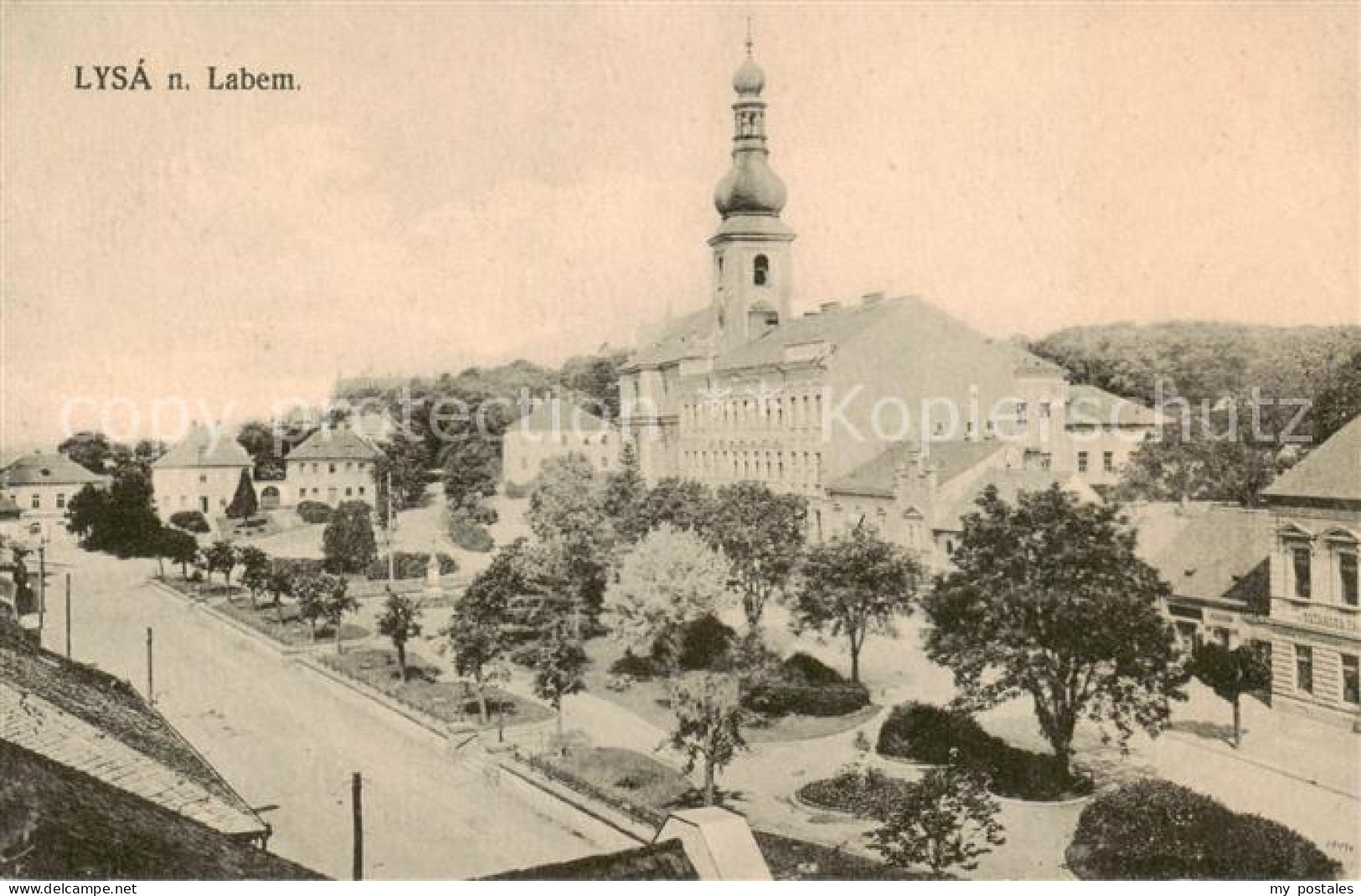 73791584 Lysa  Nad Labem Lissa Elbe CZ Kirche Aussenansicht M. Park  - Czech Republic