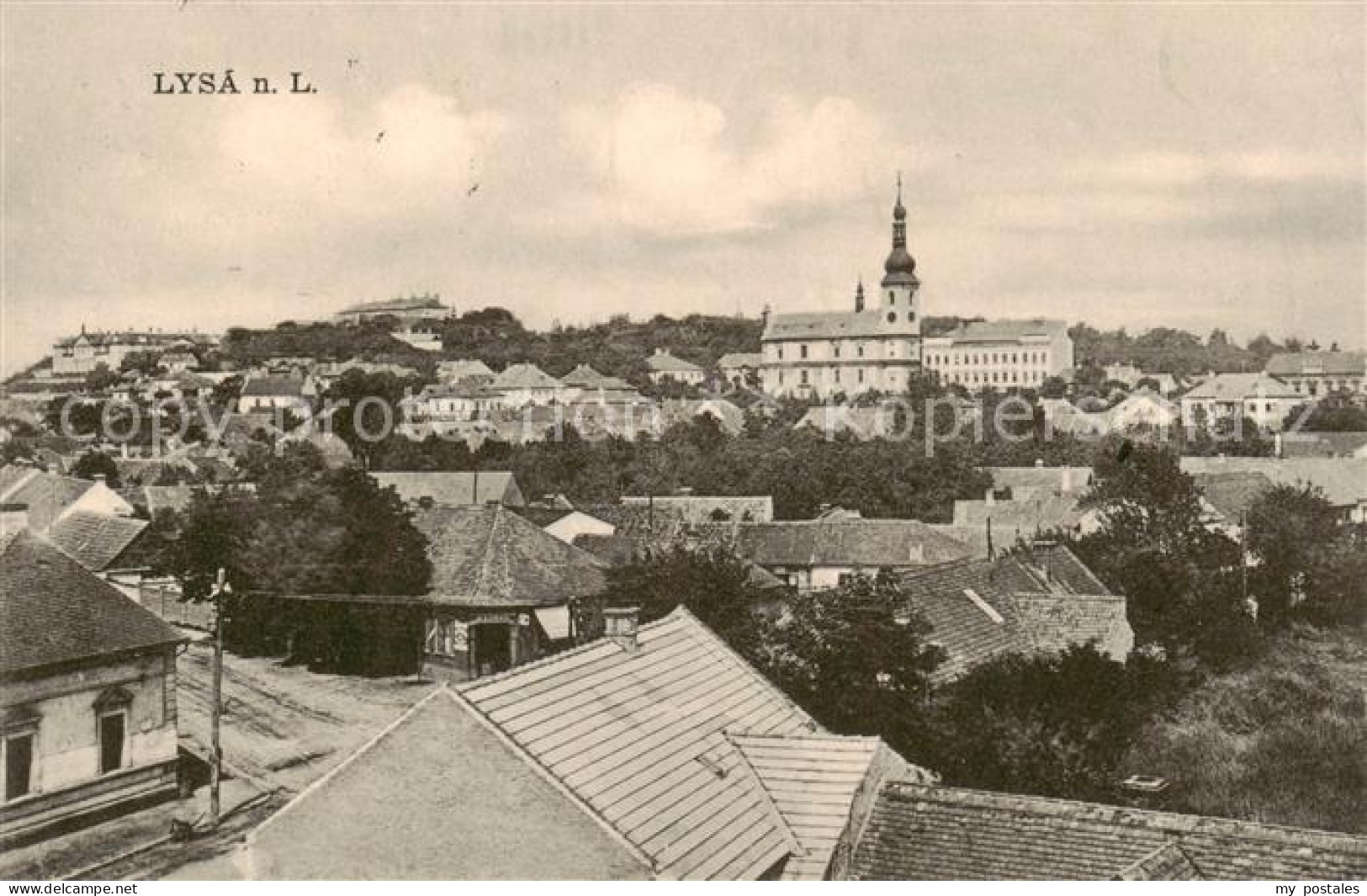 73791583 Lysa  Nad Labem Lissa Elbe CZ Teilansicht M. Kirche  - Czech Republic