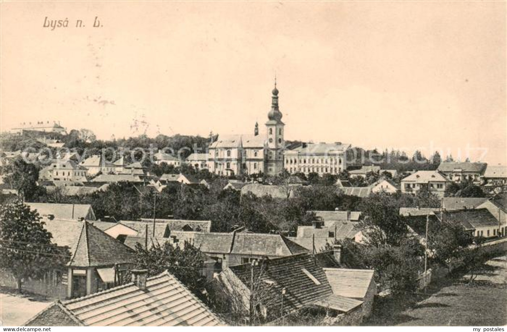 73791582 Lysa  Nad Labem Lissa Elbe CZ Teilansicht M. Kirche  - Czech Republic