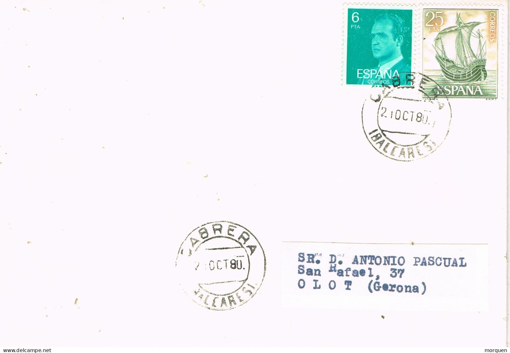 54926. Carta CABRERA (Baleares) 1980. Circulada A Olot, Gerona - Briefe U. Dokumente