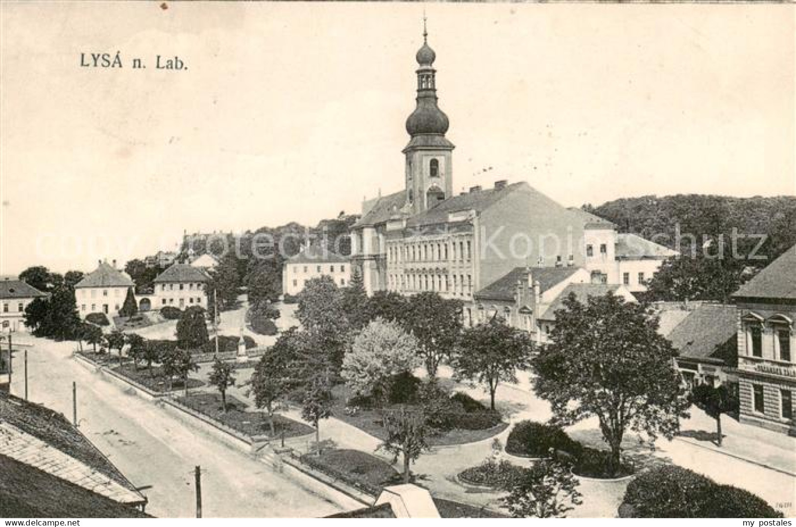 73791560 Lysa  Nad Labem Lissa Elbe CZ Teilansicht M. Kirche  - Tsjechië