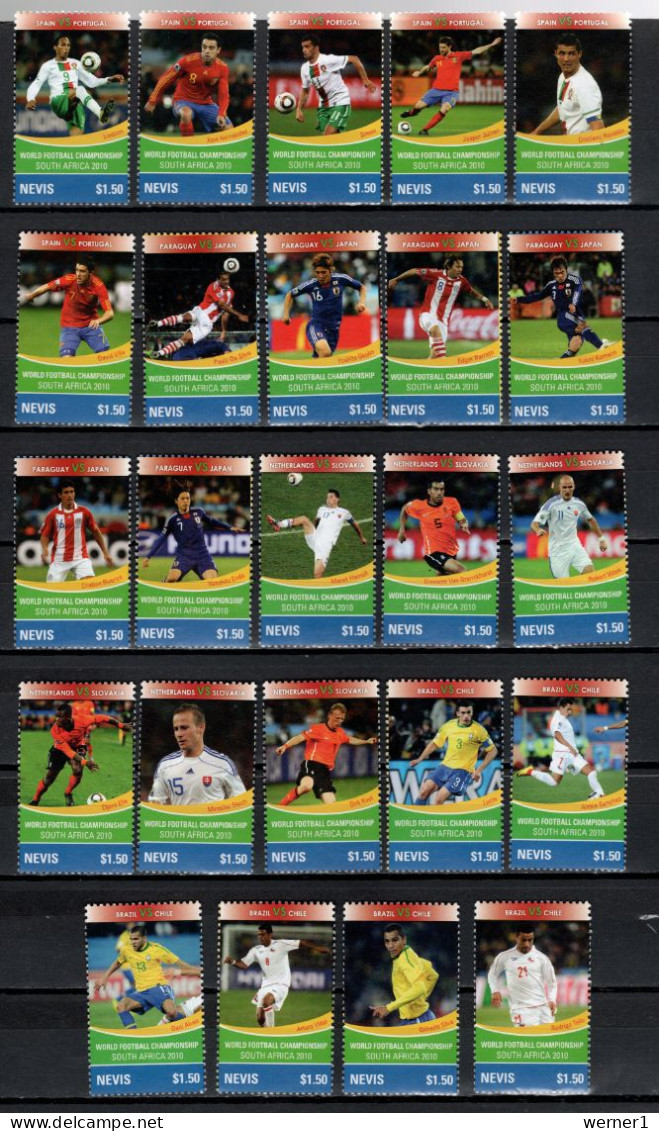 Nevis  2010 Football Soccer World Cup Set Of 24 + 4 S/s MNH - 2010 – South Africa