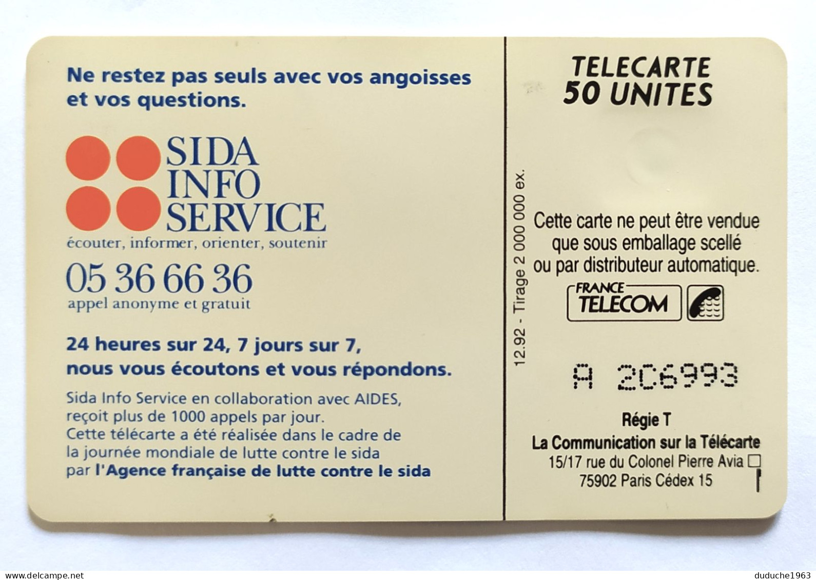 Télécarte France - Sida Info Service - Non Classés