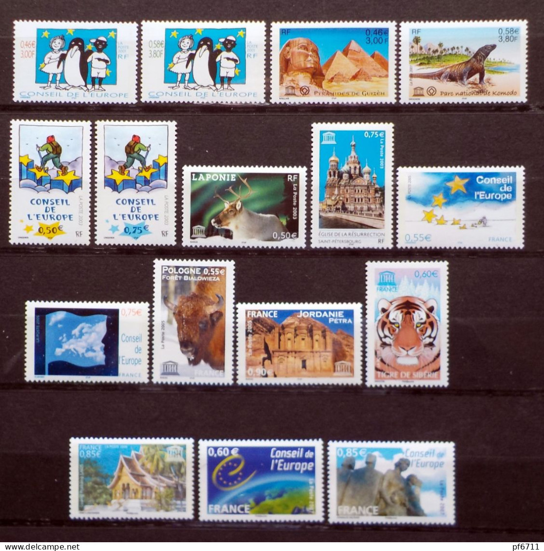 Lot  De 16 Timbres  N°122 à 137  Conseil De L'Europe  De 2001 à 2007 - Ongebruikt