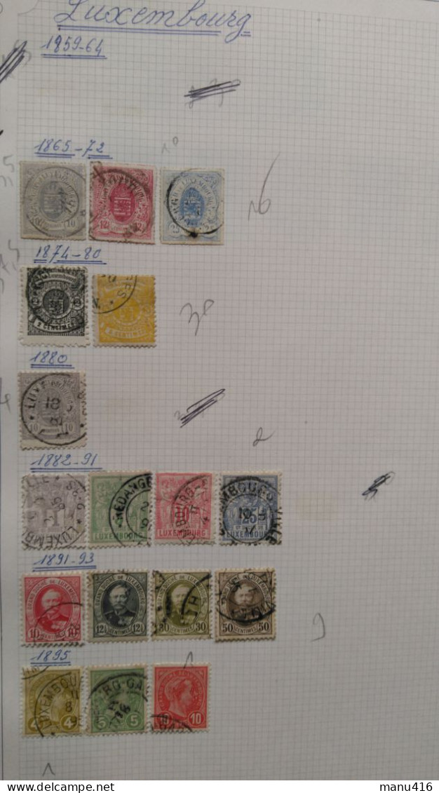 Joli Lot De 37 Timbres Du Luxembourg Très Anciens (de 1865 à1958) Cote + 120 Euros, Port Offert. - 1859-1880 Wappen & Heraldik