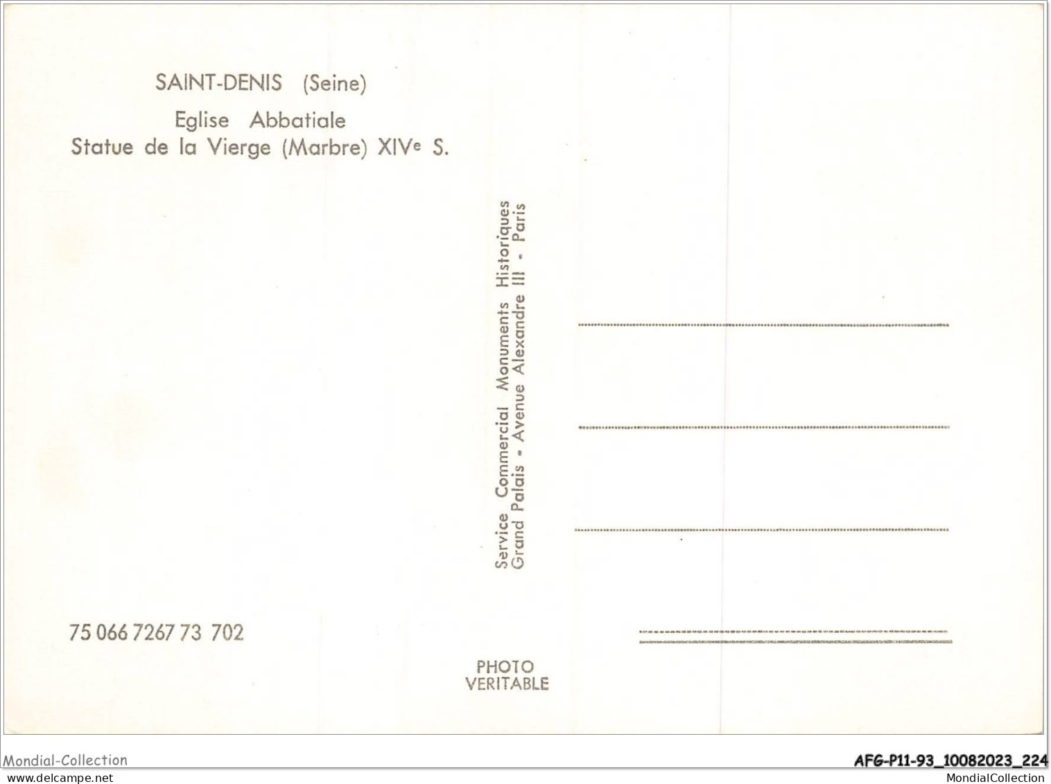 AFGP11-93-0961 - SAINT-DENIS - Eglise Abbatiale - Statue De La Vierge - Marbre  - Saint Denis