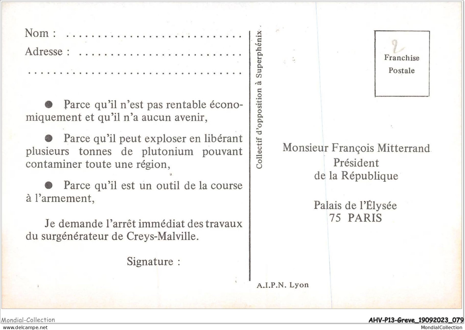 AHVP13-1153 - GREVE - La Majorité De La France - Contre Superphénix  - Streiks