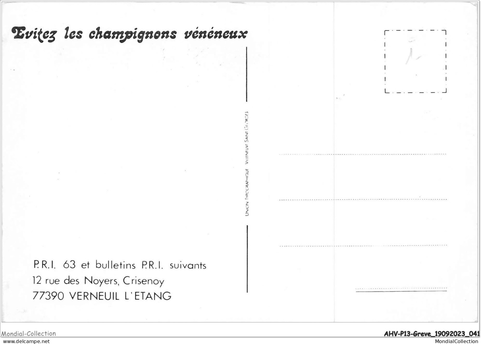 AHVP13-1134 - GREVE - Evitez Les Champignons Vénéneux  - Huelga