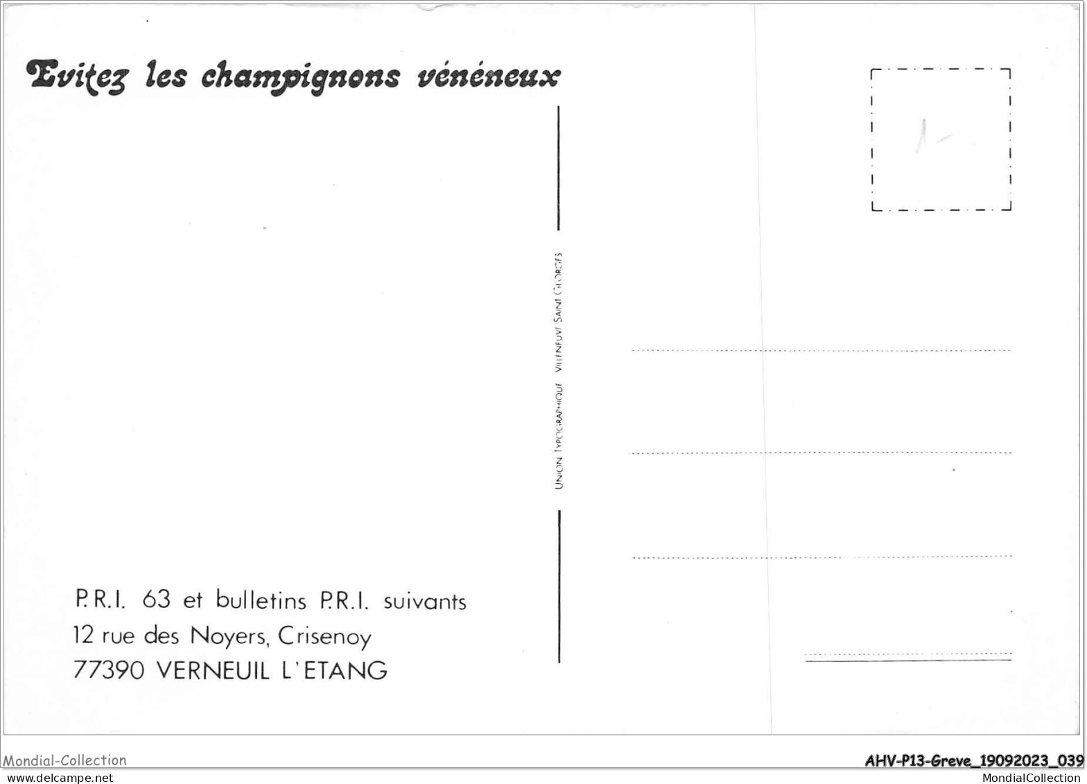 AHVP13-1133 - GREVE - Evitez Les Champignons Vénéneux  - Grèves