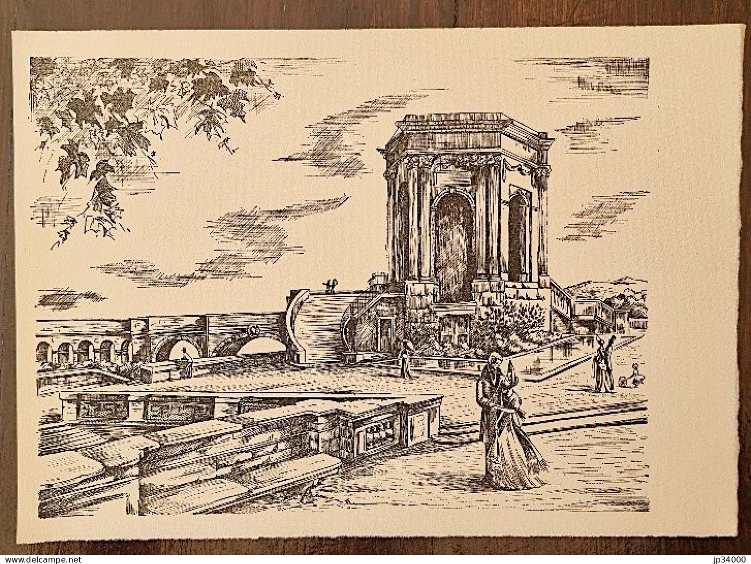 MONTPELLIER " Chateau D'eau Du Peyrou Au XVIII Eme " Gravure 18,5 X 28 Cm. - Prints & Engravings