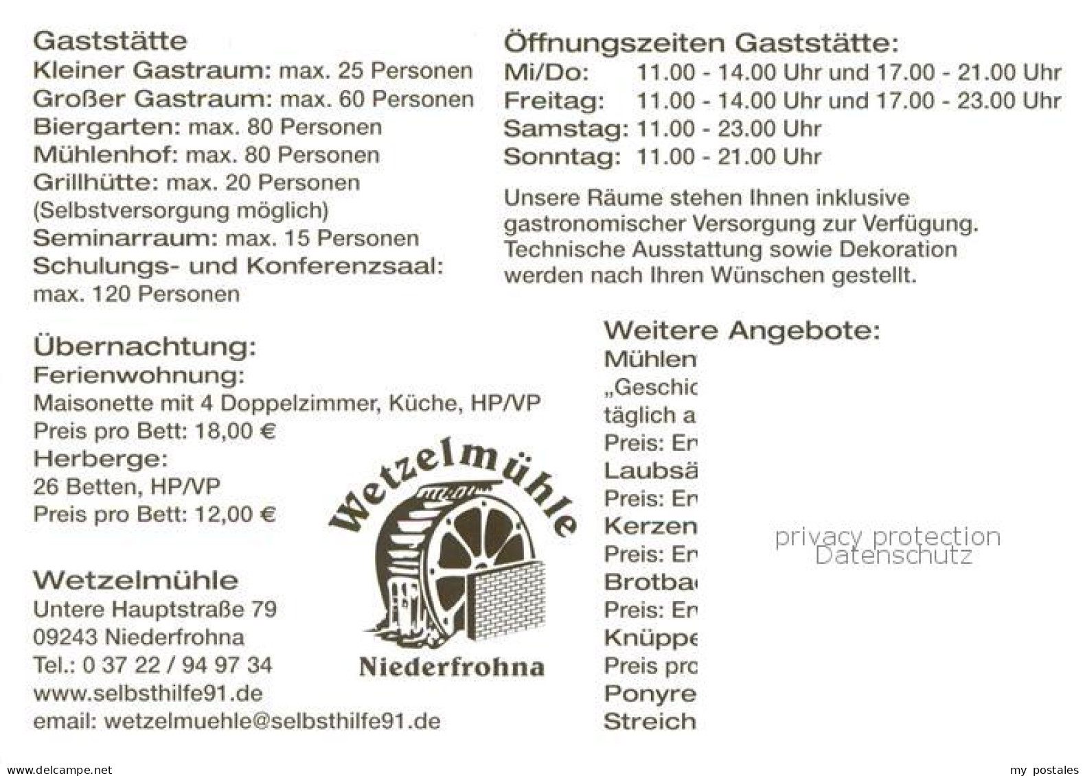 73791332 Niederfrohna Gaststaette Wetzelmuehle  - Other & Unclassified