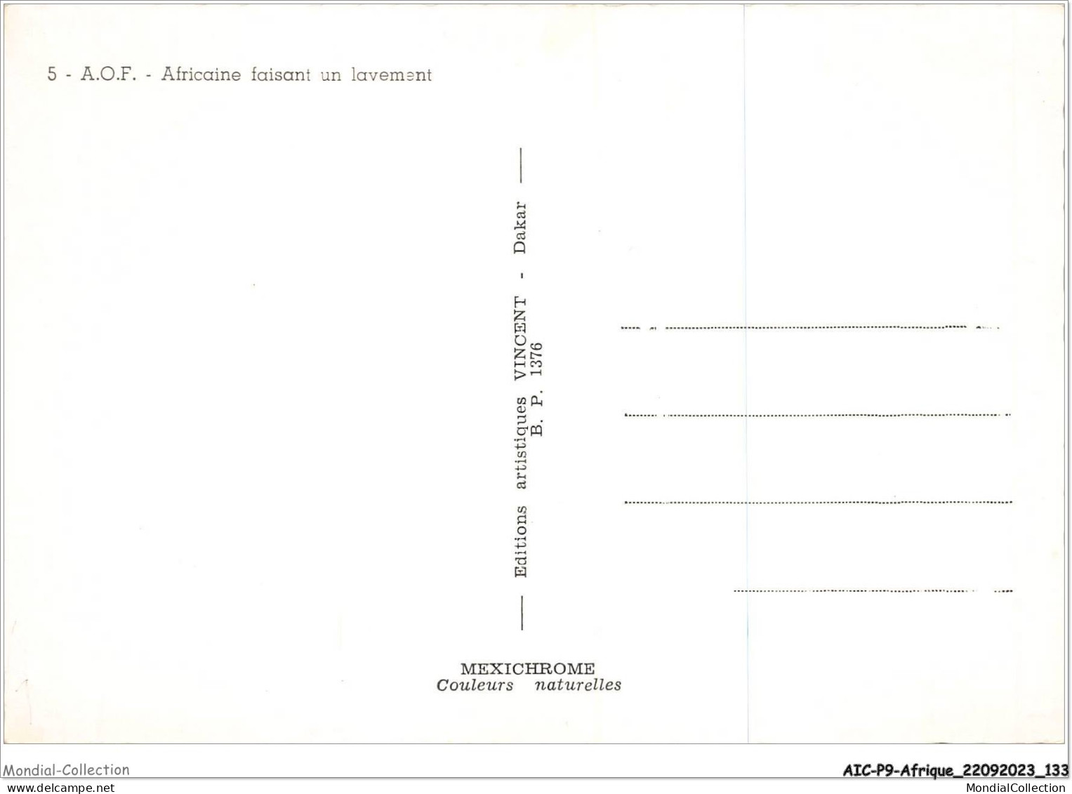 AICP9-AFRIQUE-1030 - A O F - Africaine Faisant Un Lavement - Unclassified