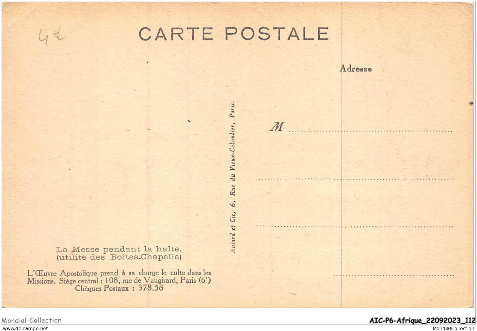 AICP6-AFRIQUE-0673 - La Messe Pendant La Halte - Ohne Zuordnung