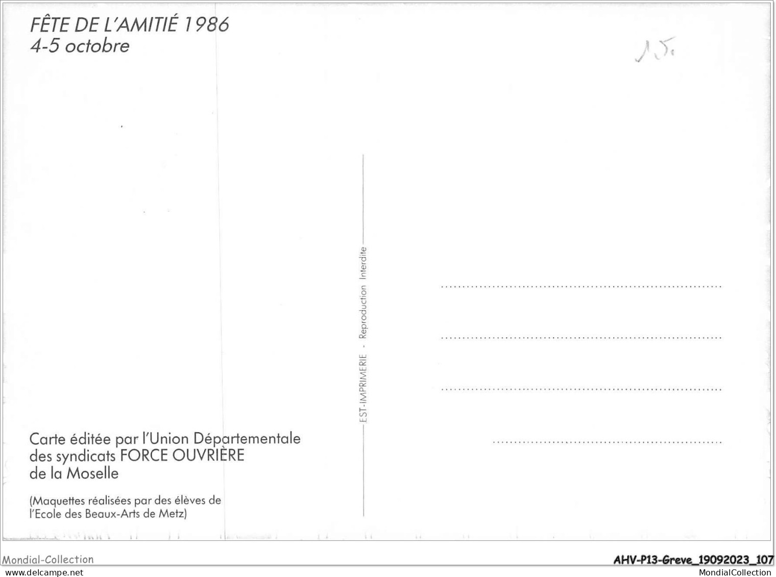 AHVP13-1167 - GREVE - Fête De L'amitié 1986 - 4-5 Octobre  - Strikes