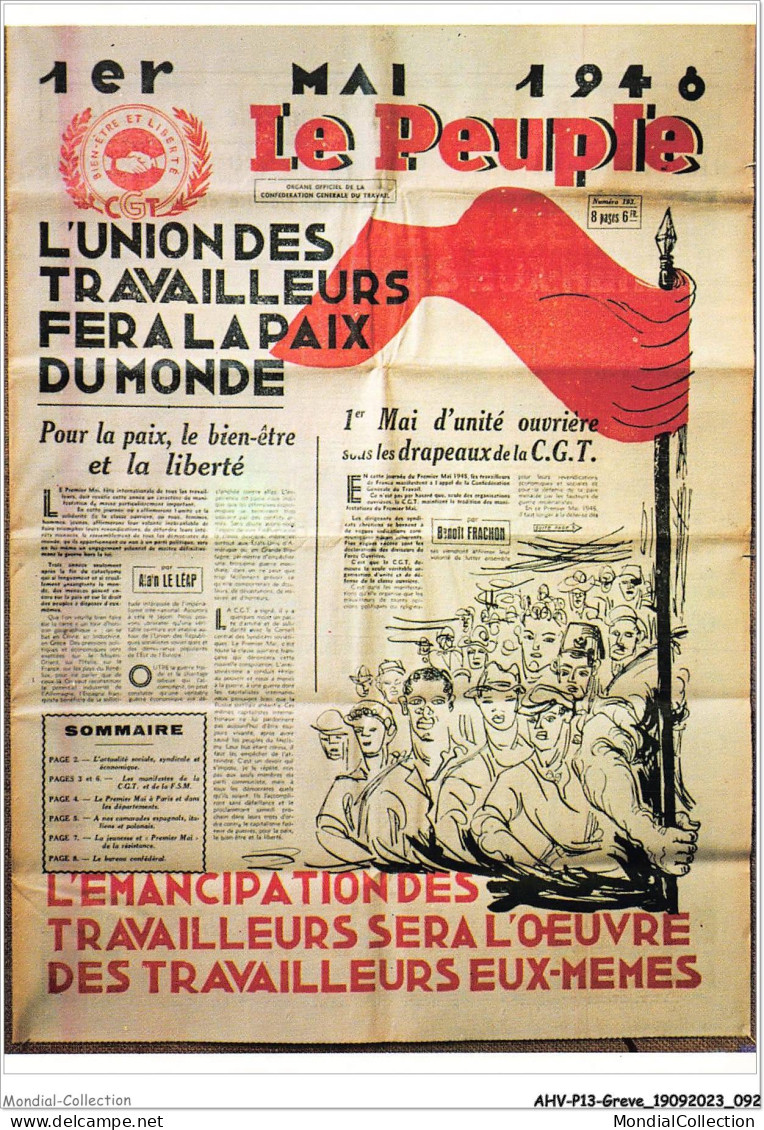 AHVP13-1160 - GREVE - Le Peuple - L'union Des Travailleurs Fera La Paix Du Monde - 1er Mai 1946 - Grèves