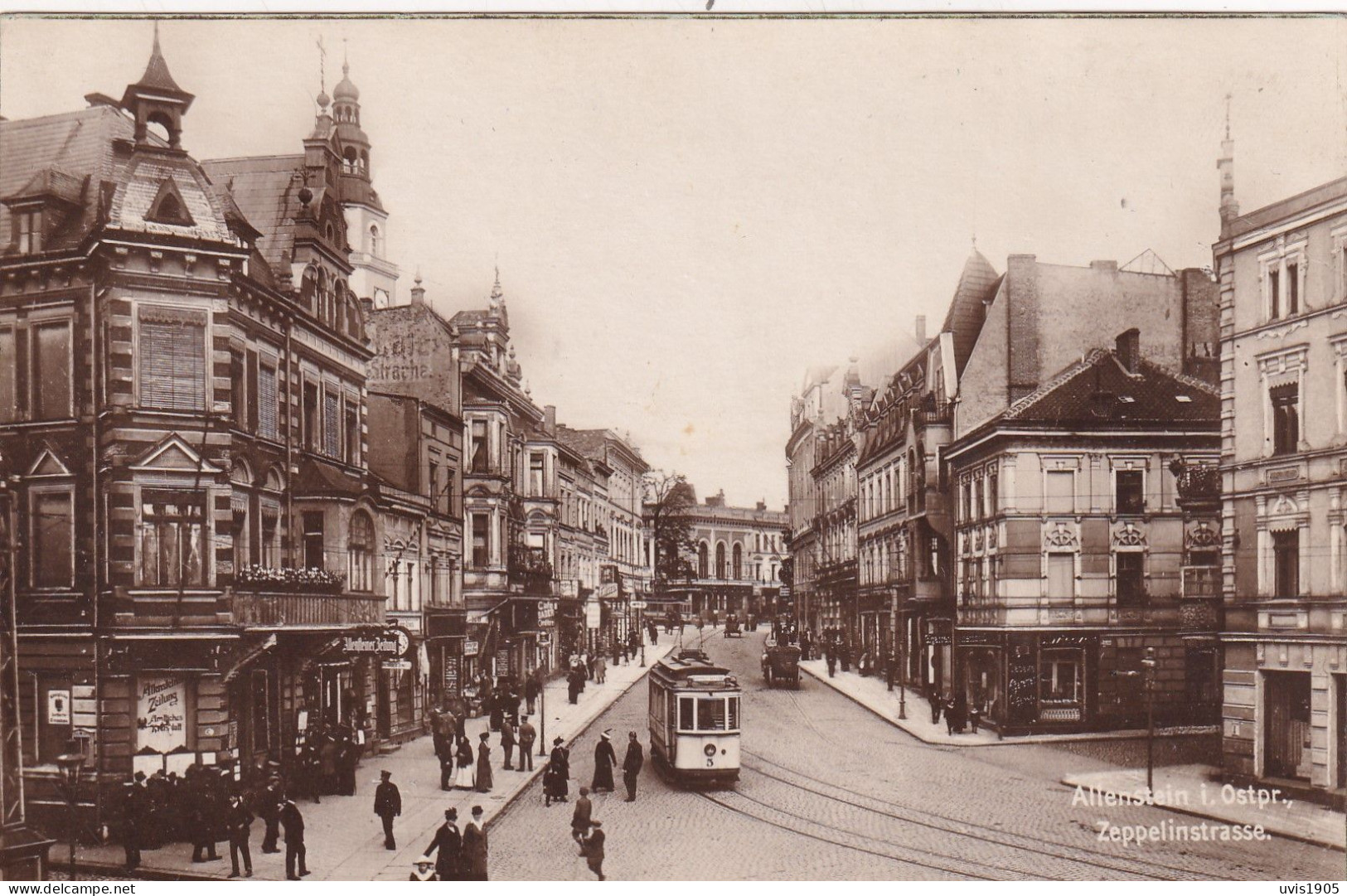 Allenstein.Zeppelinstrasse,tram. - Pologne