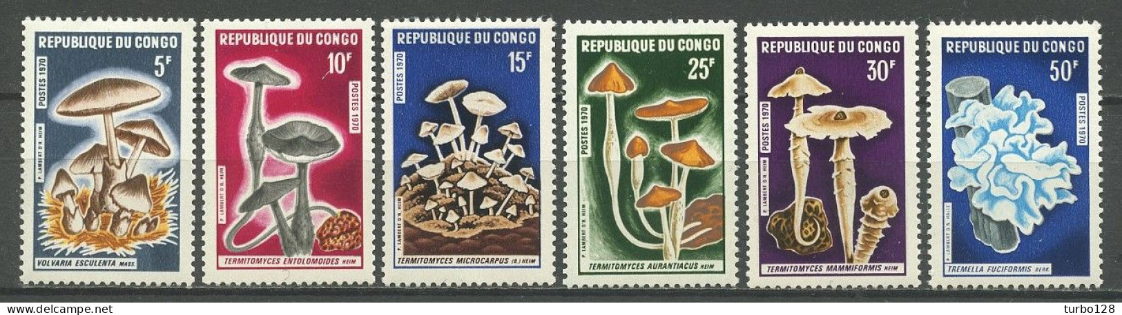 CONGO 1970 N° 254/259 ** Neufs MNH Luxe C 80 € Champignons Mushrooms Flore Volvaria Tremella Termitomyces - Ungebraucht