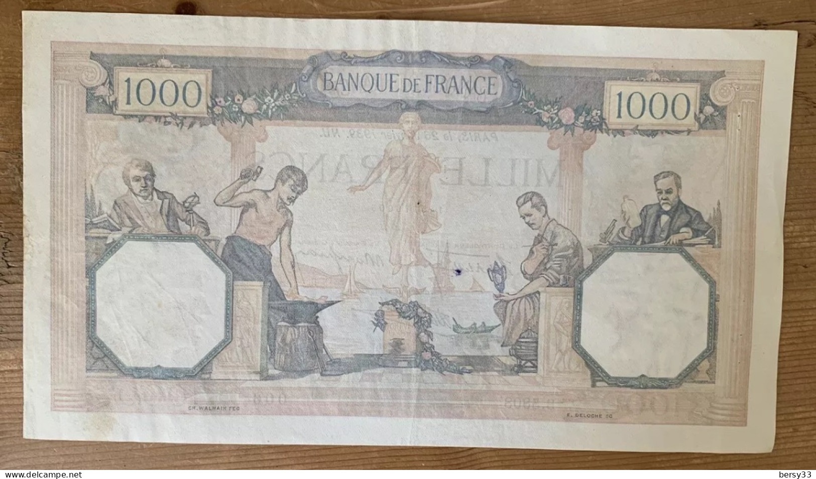 FRANCE Billet 1000 Francs Cérès Et Mercure 26-1-1939 - 1 000 F 1927-1940 ''Cérès Et Mercure''