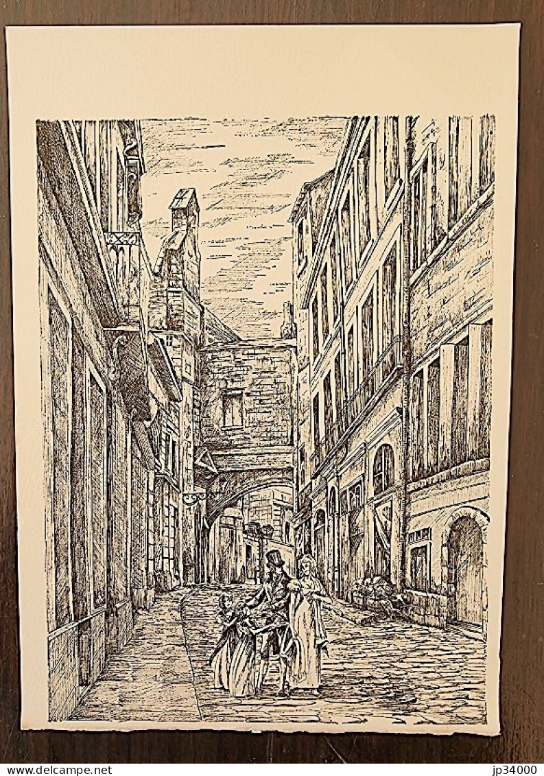 MONTPELLIER " Rue Jacques Coeur Au XVIII Eme " Gravure 18,5 X 28 Cm. - Prenten & Gravure