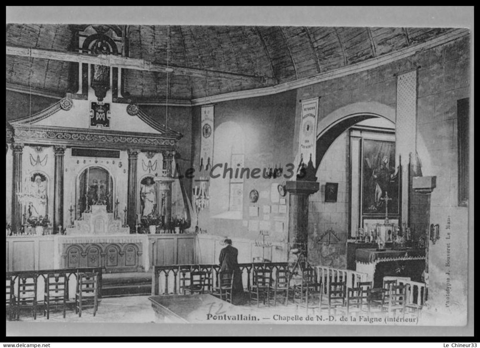 72 - PONTVALLAIN ---Chapelle De Notre Dame De La Faigne ( Interieur ) Verso Souvenir De Pelerinage - Pontvallain