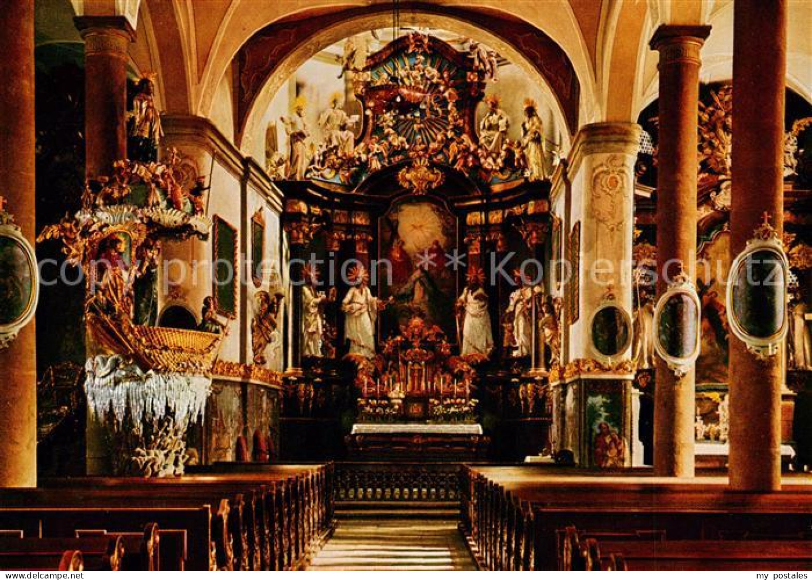 73791165 Traunkirchen AT Inneres Der Wallfahrtskirche Fischerkanzel Altar  - Other & Unclassified