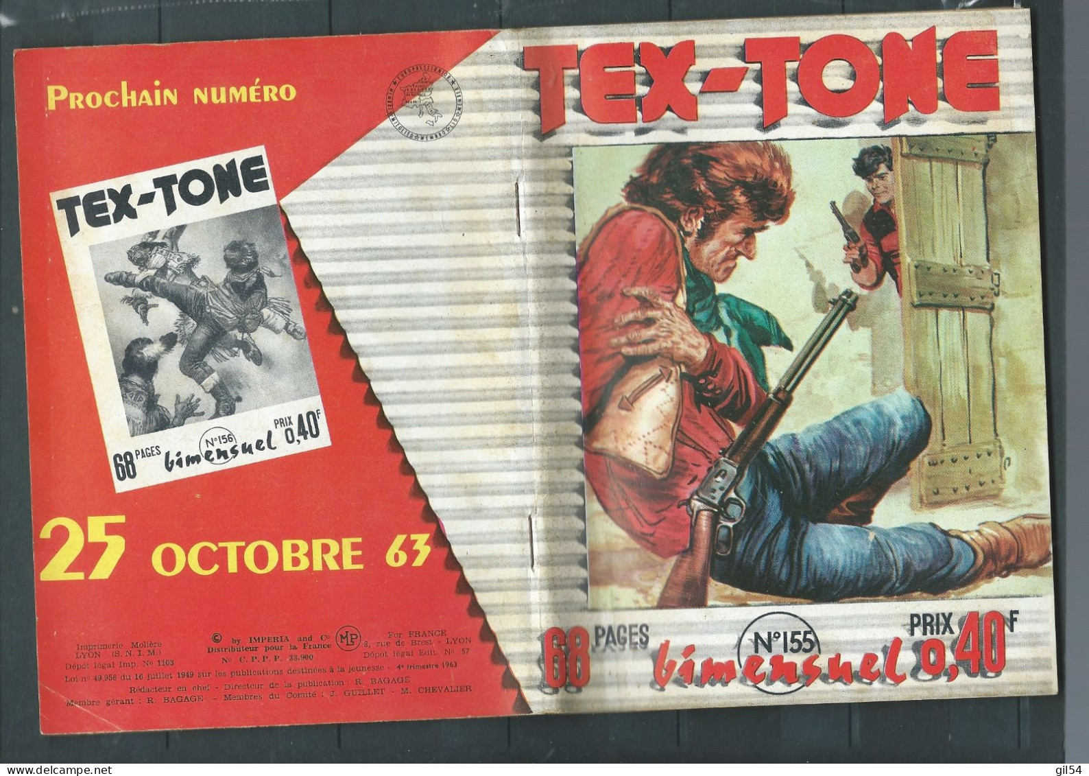 Tex-Tone  N° 155 - Bimensuel  "  La Purge De Bronwood   " - D.L.  4è Tr. 1963 - Tex0803 - Small Size