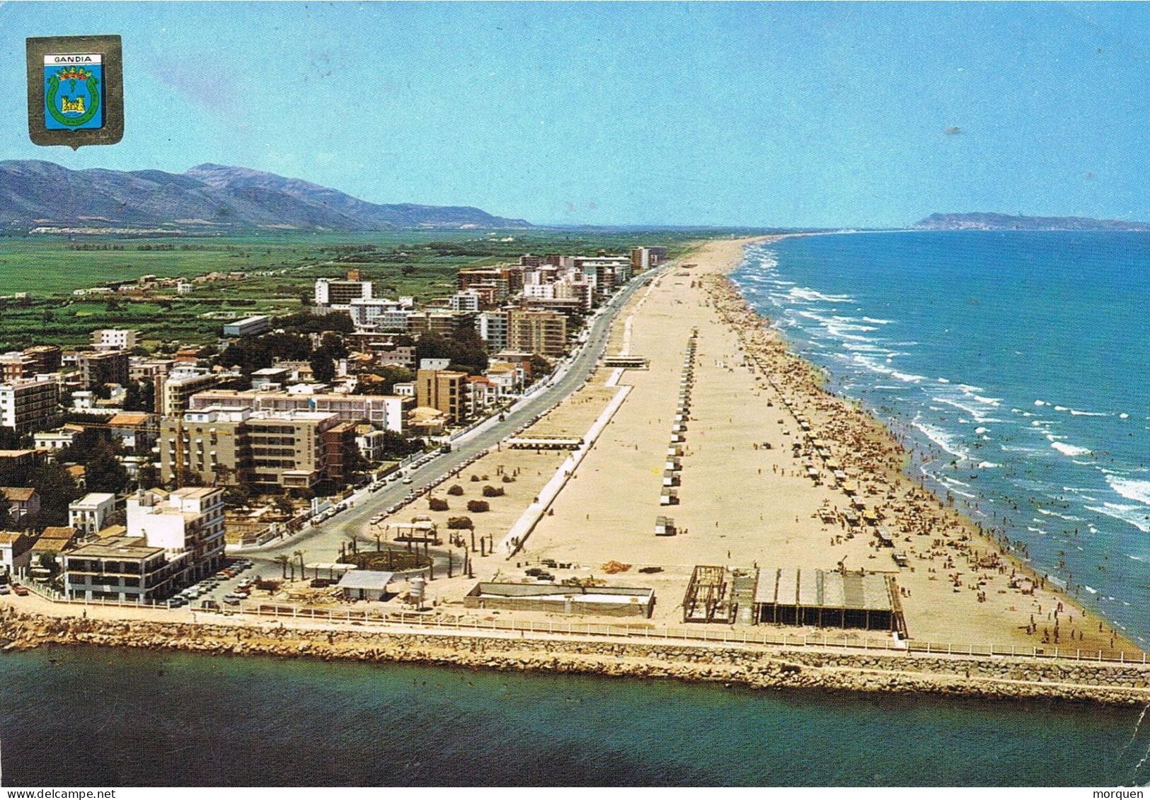 54932. Postal GRAO De GANDIA (Valencia) 1966. Vista Panoramica Playa De Gandia - Brieven En Documenten