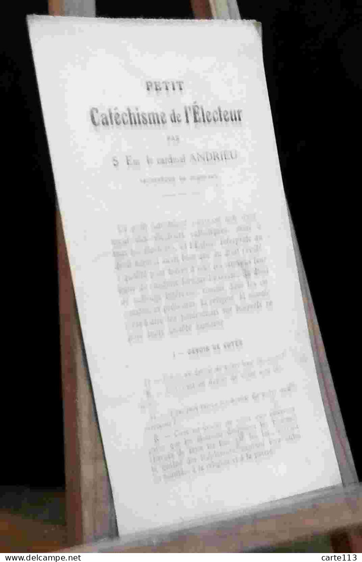 CARDINAL ANDRIEU  - PETIT CATECHISME DE L'ELECTEUR - 1901-1940