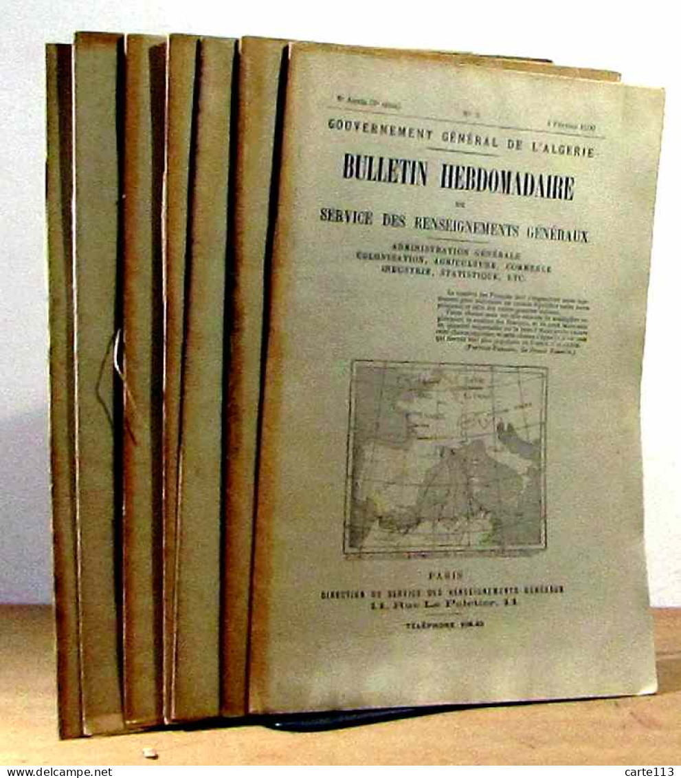 COLLECTIF - ALGERIE - BULLETIN HEBDOMADAIRE DU SERVICE DES RENSEIGNEMENTS GENERAU - 1801-1900