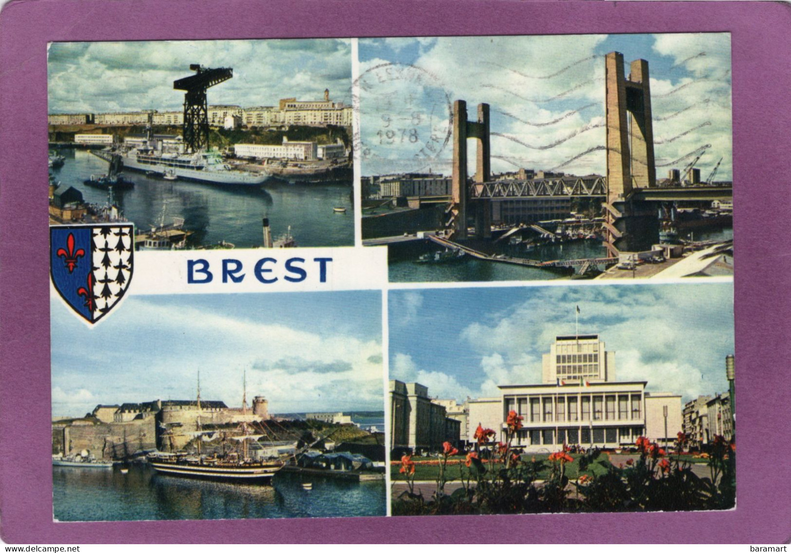 29 BREST Multivues L'Arsenal Le Château La Gare Le Pont Levant L'Amirauté Et L'Hôtel De Ville  Blason - Brest