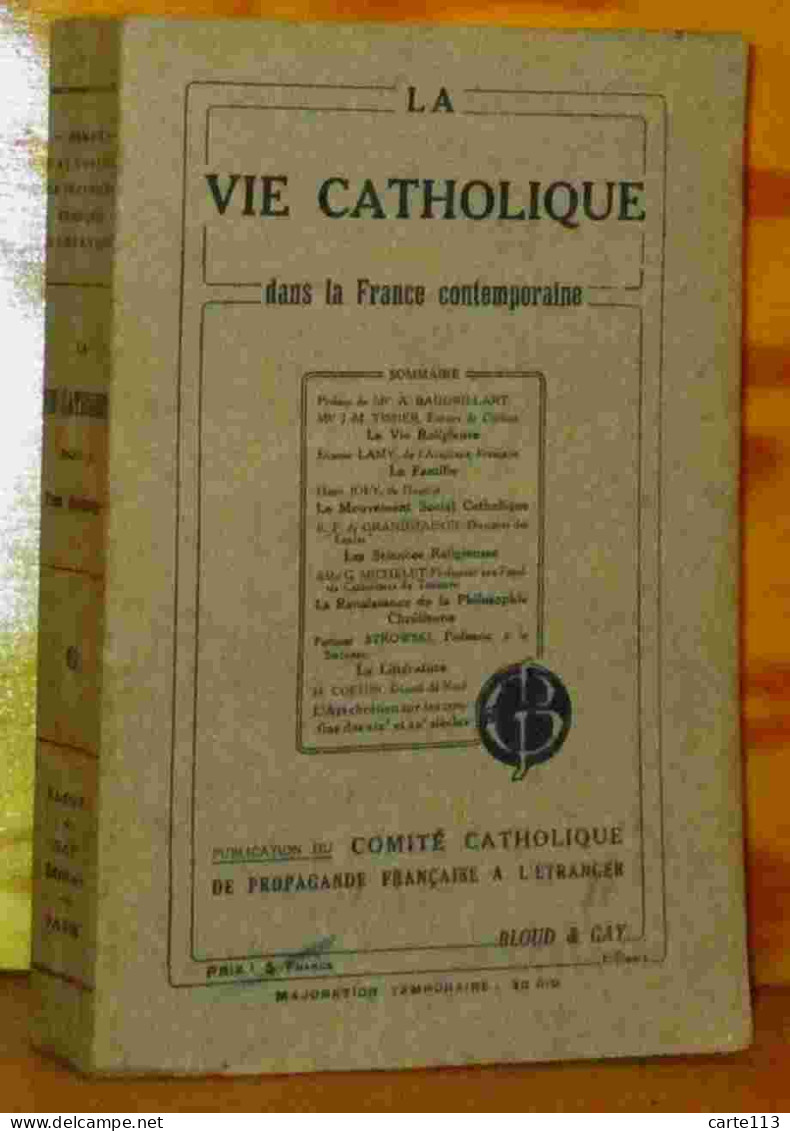 COLLECTIF  - LA VIE CATHOLIQUE DANS LA FRANCE CONTEMPORAINE - 1901-1940