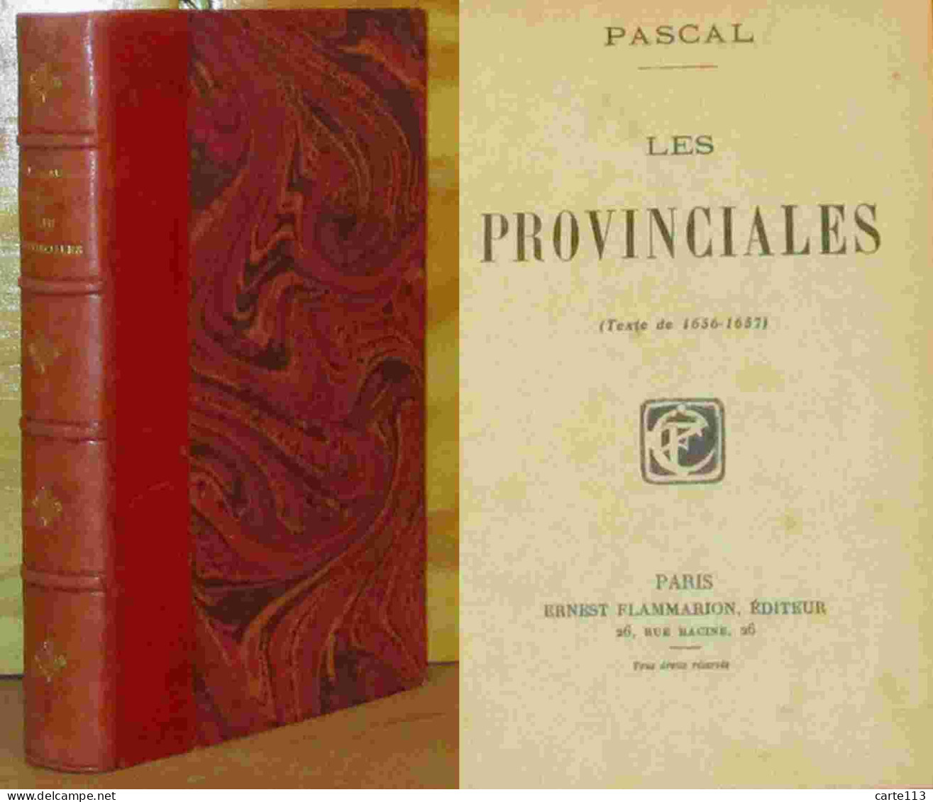 PASCAL Blaise - LES PROVINCIALES - TEXTE DE 1656-1657 - 1901-1940