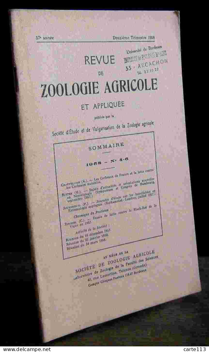 COLLECTIF - REVUE DE ZOOLOGIE AGRICOLE ET APPLIQUEE - 1958 - N°4 - 6 - Other & Unclassified