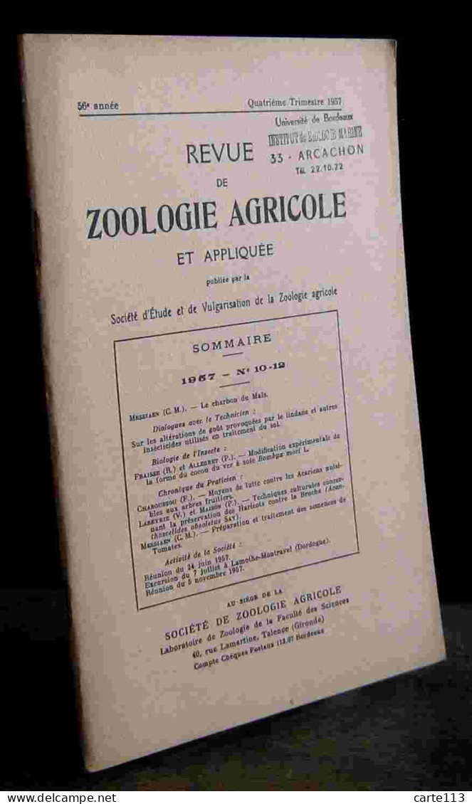 COLLECTIF - REVUE DE ZOOLOGIE AGRICOLE ET APPLIQUEE - 1957 - N°10 - 12 - Other & Unclassified