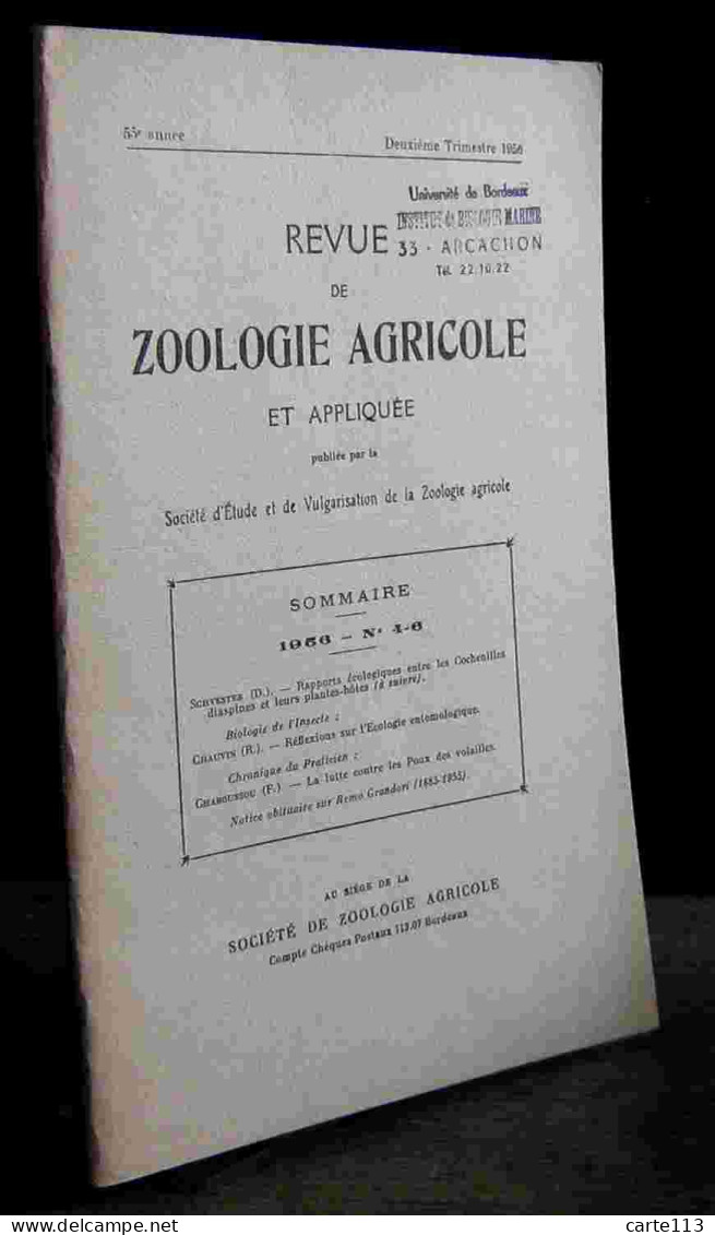 COLLECTIF - REVUE DE ZOOLOGIE AGRICOLE ET APPLIQUEE - 1956 - N° 4 - 6 - Other & Unclassified