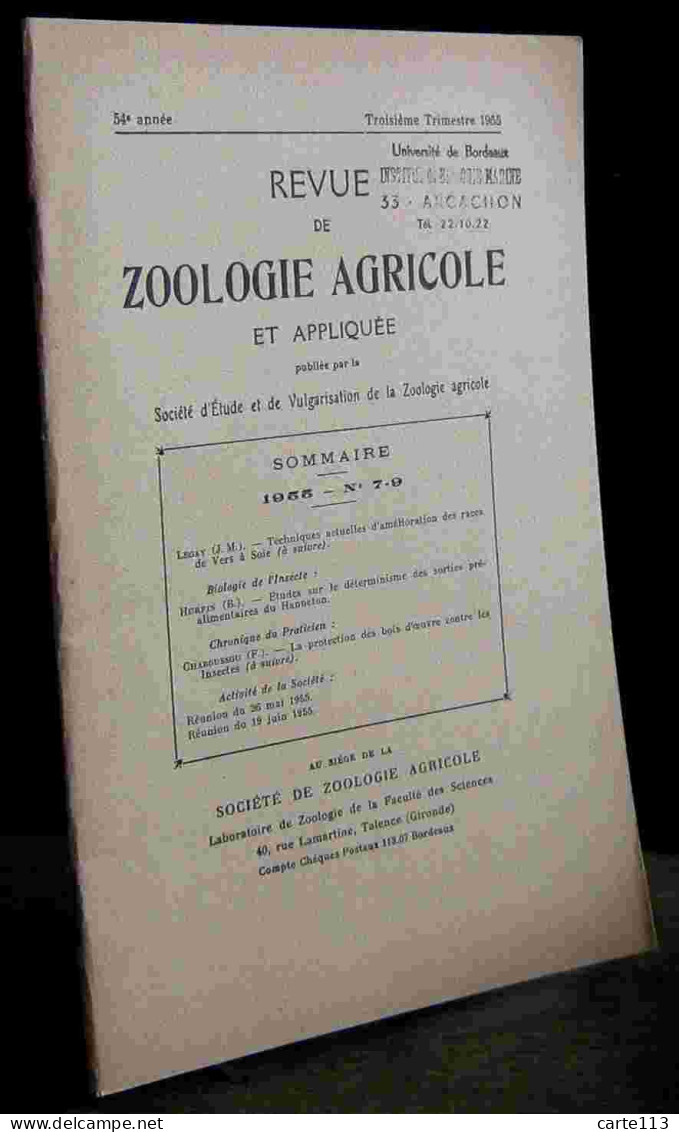 COLLECTIF - REVUE DE ZOOLOGIE AGRICOLE ET APPLIQUEE - 1955 - N° 7 - 9 - Other & Unclassified