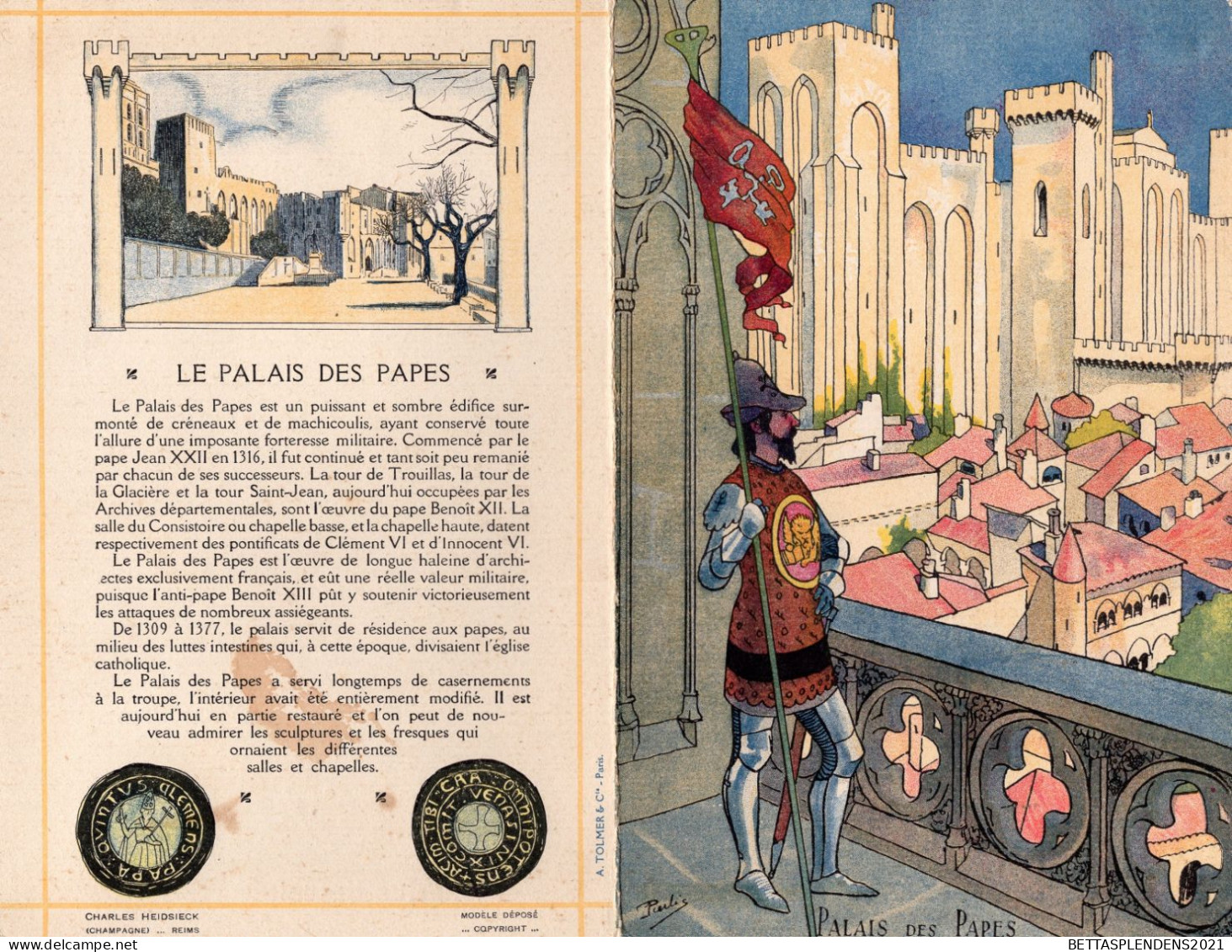 Menu 1913 En L'honneur De Mr JACK MAY - Illustration AVIGNON - Le Palais Des Papes & Le Pont D'Avignon Au Temps Des Pape - Menú