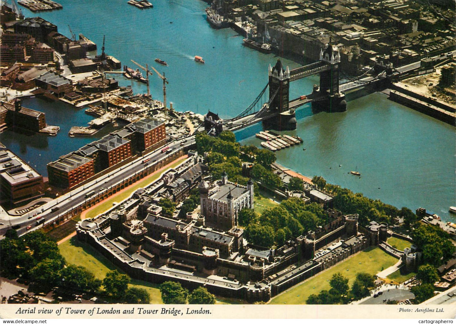 Navigation Sailing Vessels & Boats Themed Postcard Aerial View London Bridge Coal Barge - Sailing Vessels