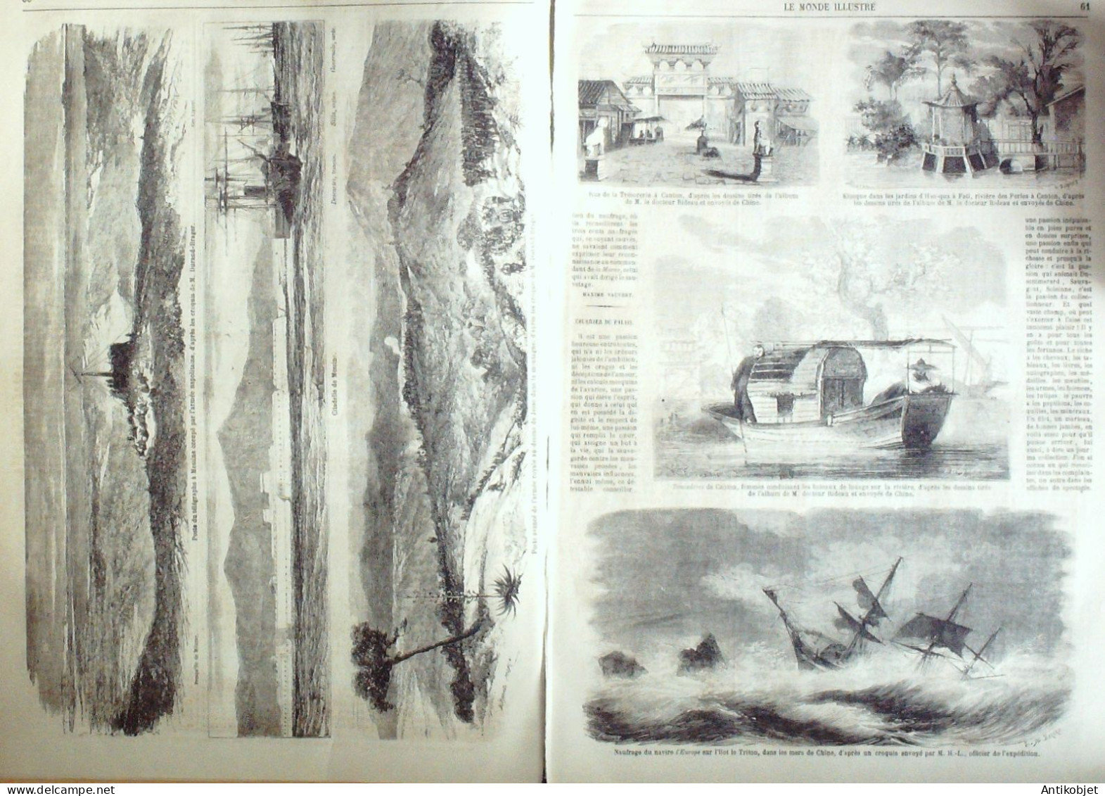 Le Monde Illustré 1860 N°172 Chine Canton Chusan Hao-qua Civita Italie Vecchia Messine Beyrouth - 1850 - 1899