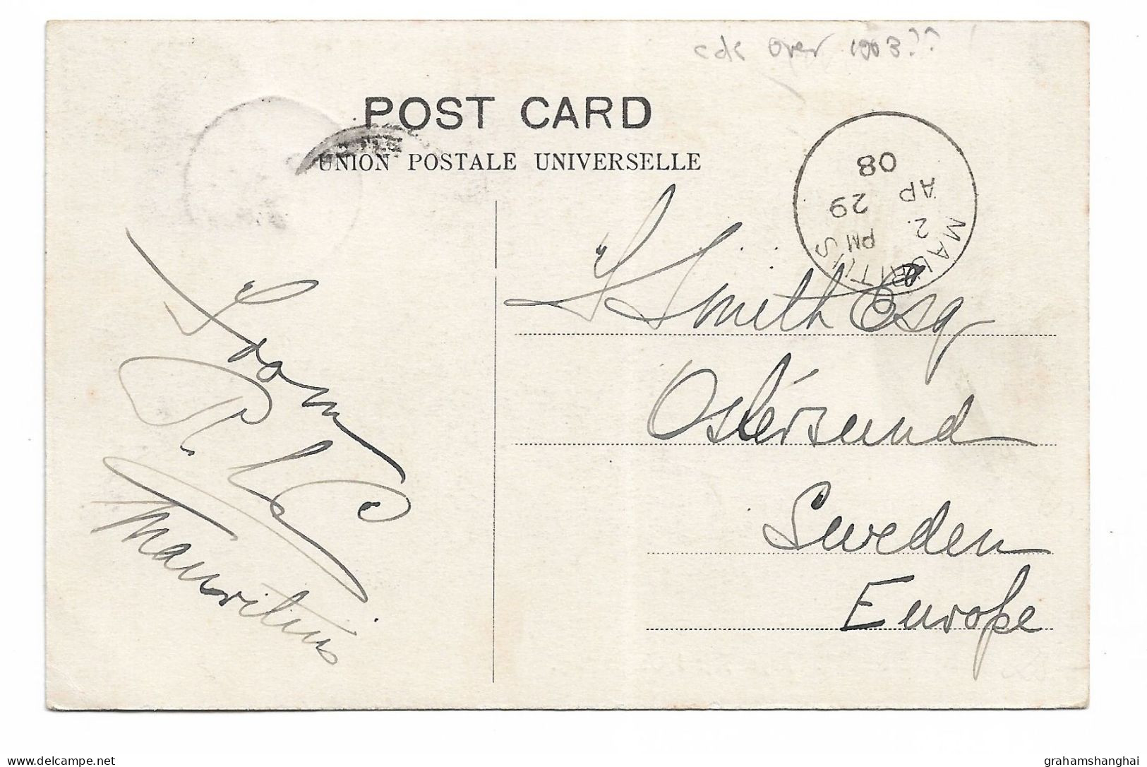 Postcard Mauritius Pamplemoussess Royal Alfred Observatory Posted 1903 Mauritius 6 Cents Stamp On Front - Mauritius