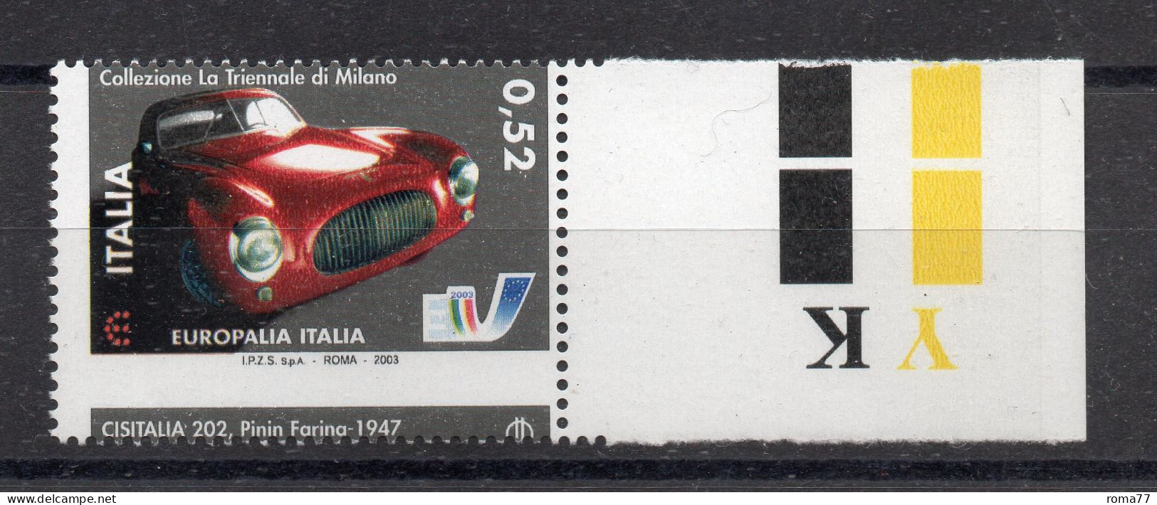 REPUBBLICA  2003 , PININFARINA Varietà Con Stampa Spostata Del N. 2707 : BORDO COMPLETO *** (EB) - Errors And Curiosities