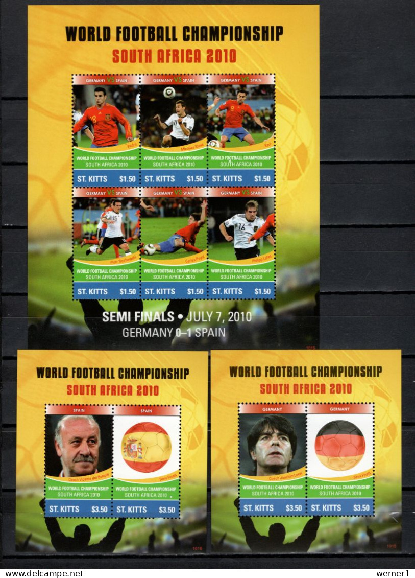 St. Kitts 2010 Football Soccer World Cup Sheetlet + 2 S/s MNH - 2010 – África Del Sur