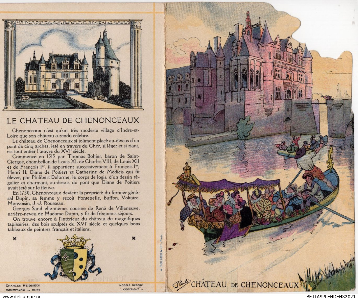 Menu 1913 En L'honneur De Mr JACK MAY - Illustration Le Château De CHENONCEAUX & DIANE De POITIERS à Chenonceaux - Menú