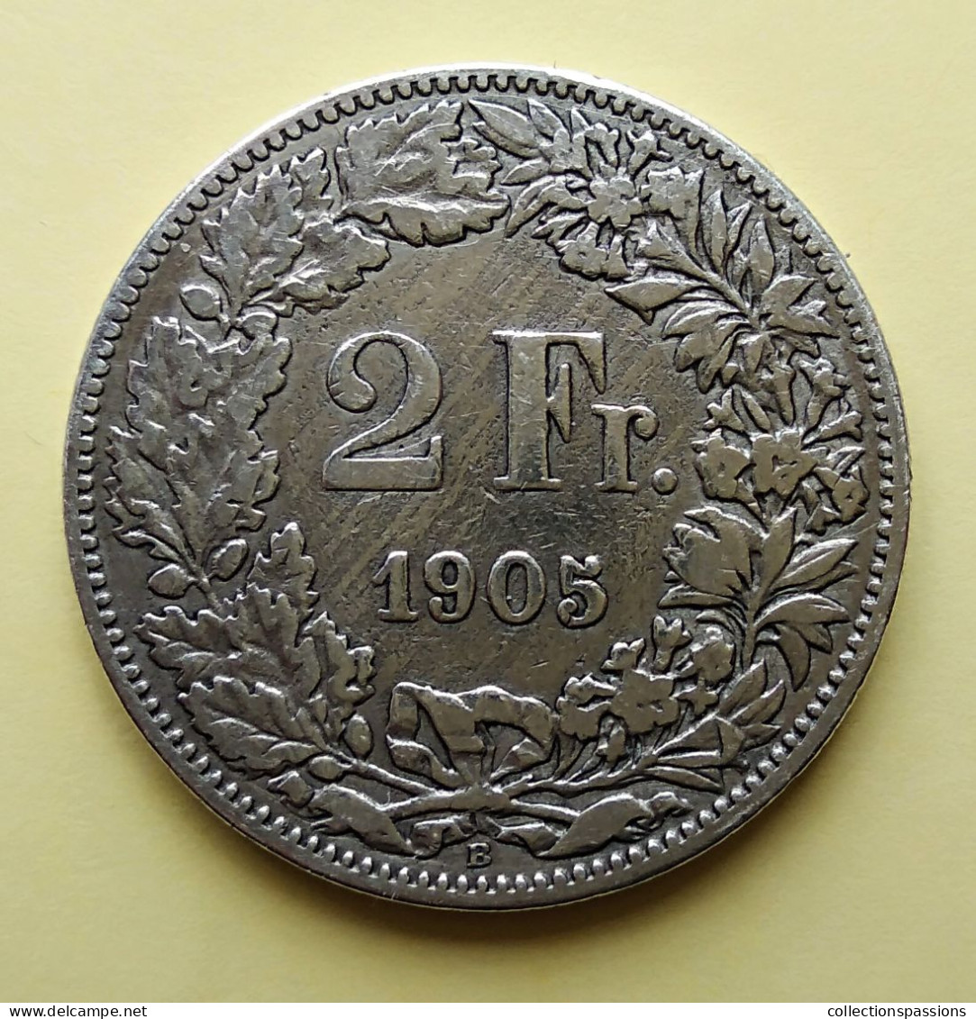 - SUISSE - 2 Francs - 1905 - Argent - - 2 Franken
