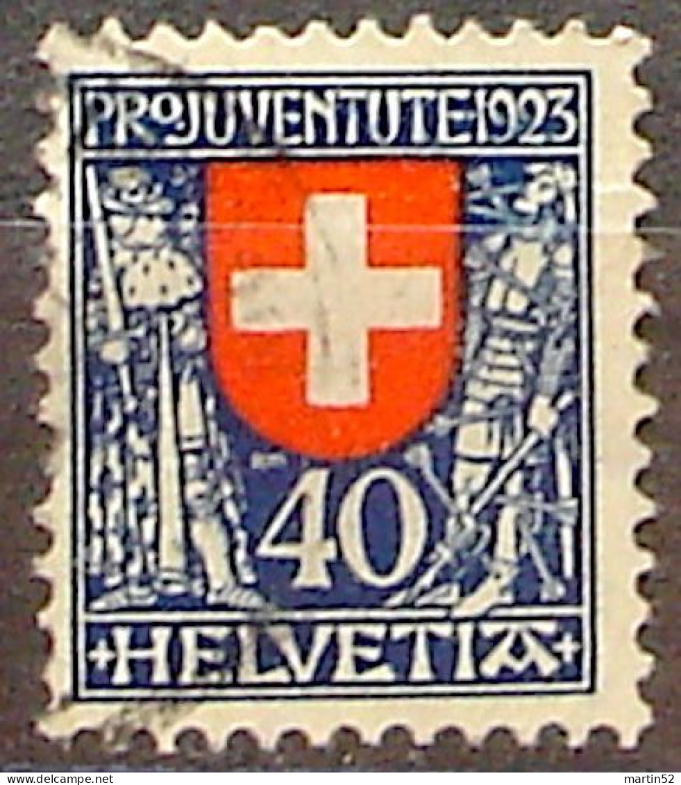 Schweiz Suisse Pro Juventute 1923: Kaiser+Soldat Zu WI 28 Mi 188 Yv 195 Mit Halbmond-Stempel (Zumstein CHF 75.00) - Usados