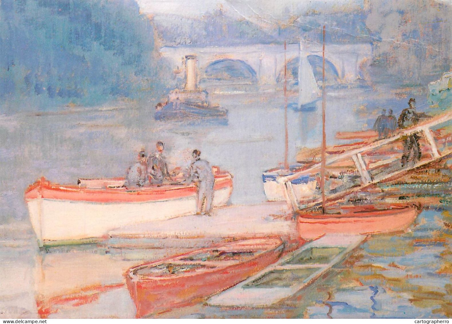 Navigation Sailing Vessels & Boats Themed Postcard Thames At Richmond Painting - Segelboote