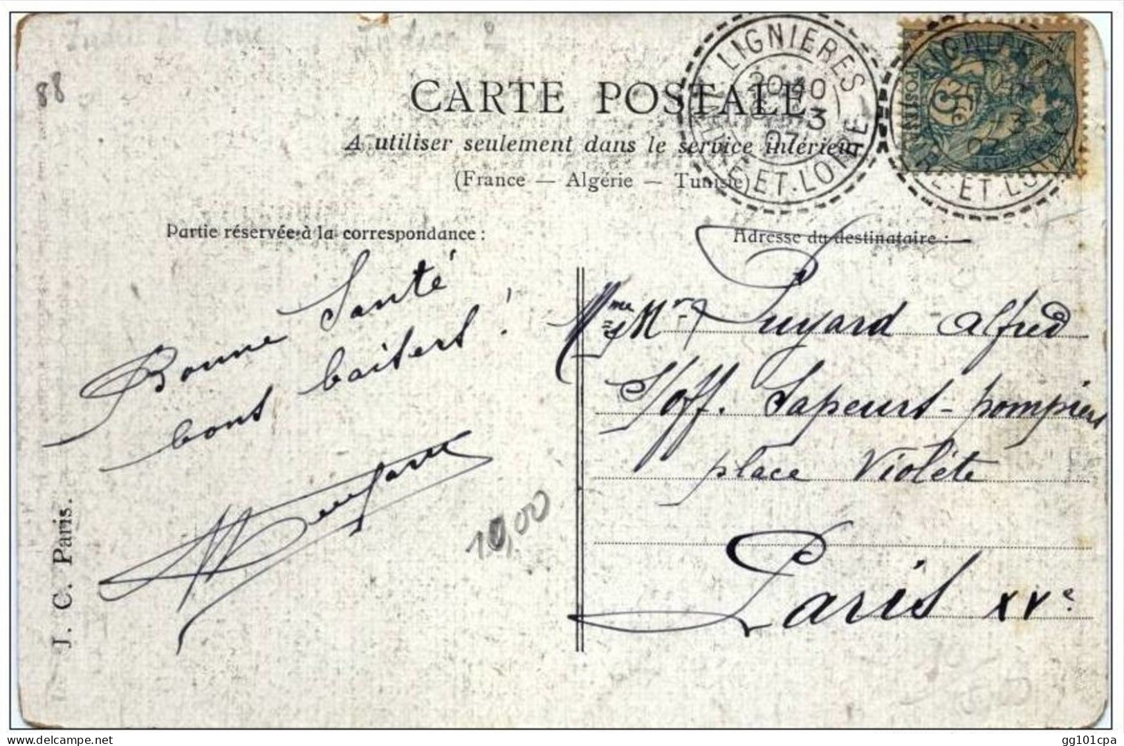 Cachet Perlé Facteur Boitier "Lignières Indre Et Loire 1907" Blanc Superbe Cp Fantaisie-paiement Par MANGOPAY Uniquement - Handstempels