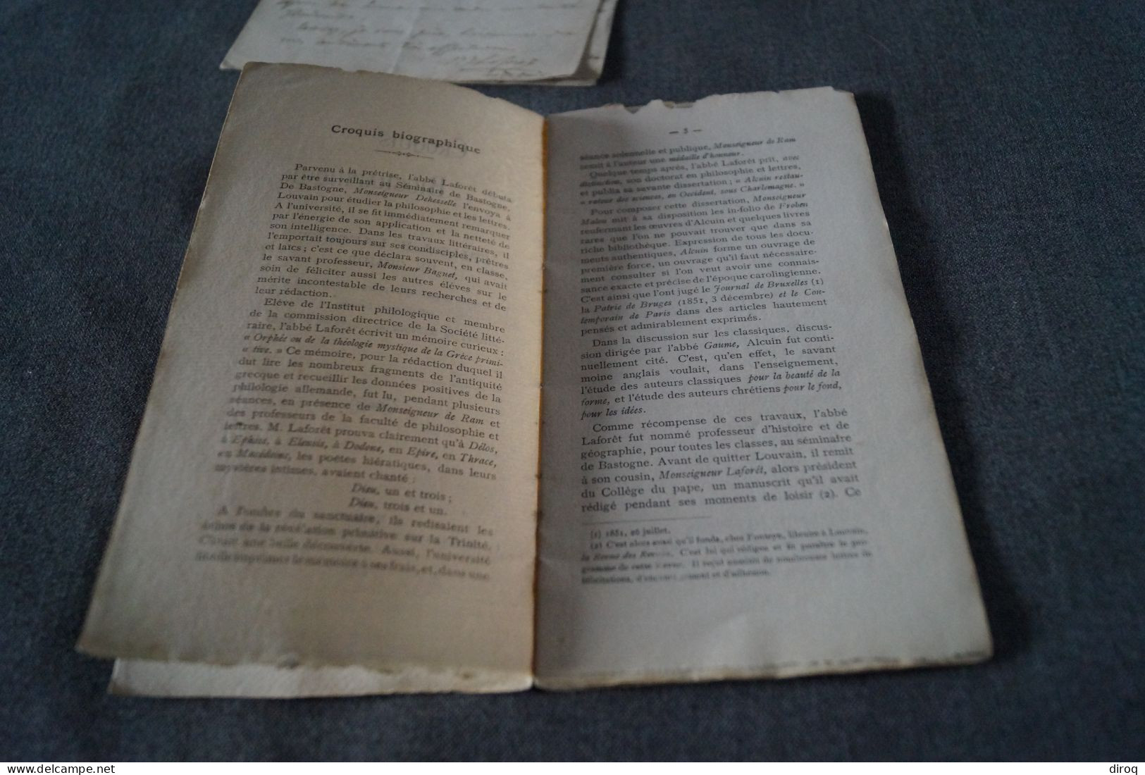 Ouvrage + 3 Anciens Manuscrits Sur L'Abbé J.B. Laforet,Graide (Haversin)14 Pages,19 Cm./10 Cm - Manuscrits