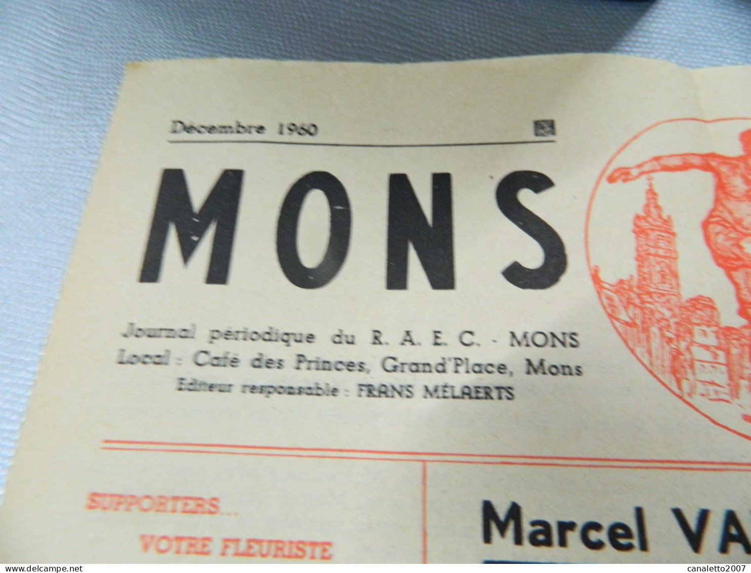 FOOTBALL+RAEC MONS:SUPER RARISSIME JOURNAL DU RAEC MONS DE DECEMBRE 1960 -AVEC PUB +CLASSEMENT DE LA PROMOTION B - Altri & Non Classificati